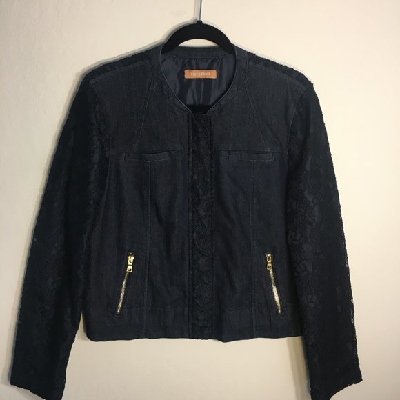Ellen Tracy Denim and Lace Jacket - Picture 2 of 4